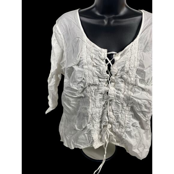 Venezia Lane Bryant Corset Top Blouse Lace Up 18W Renaissance Milkmaid Coquette - Picture 4 of 8